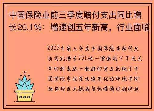 中国保险业前三季度赔付支出同比增长20.1%：增速创五年新高，行业面临新机遇