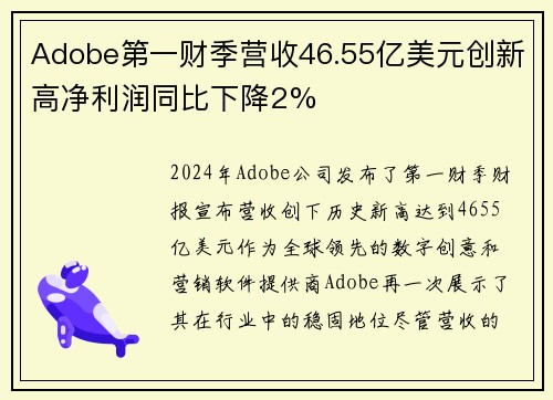 Adobe第一财季营收46.55亿美元创新高净利润同比下降2%
