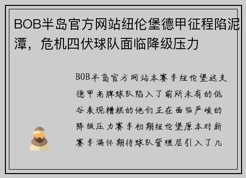 BOB半岛官方网站纽伦堡德甲征程陷泥潭，危机四伏球队面临降级压力